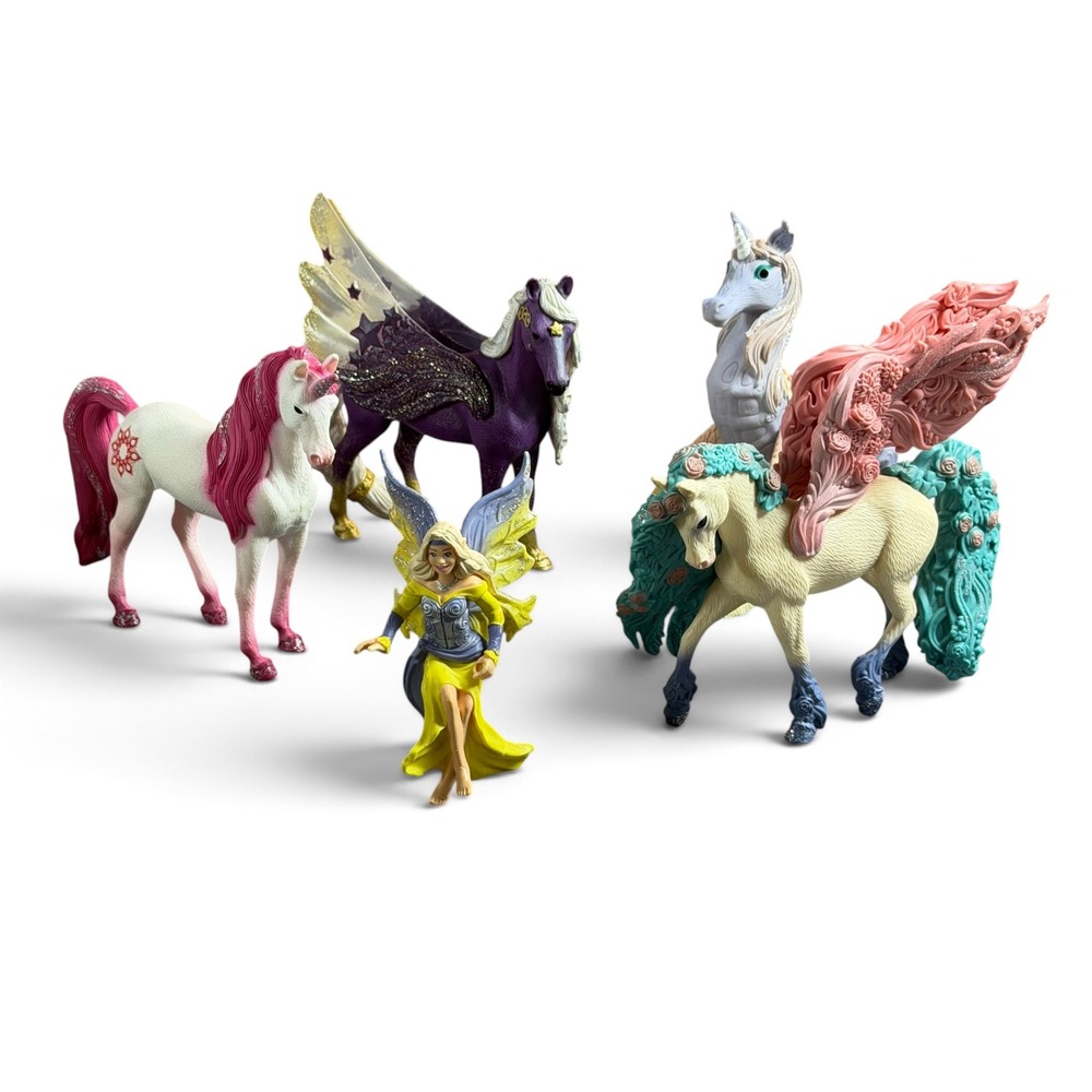 Schleich Bayala Fantasy Figure Lot Unicorn Pegasus Fairy Horse 5 Piece Set